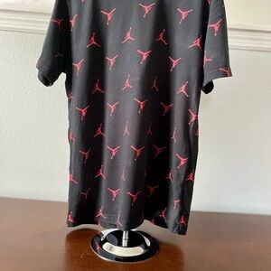 Jordan Black and Red Short Sleeve Tee with Jumpman Pattern